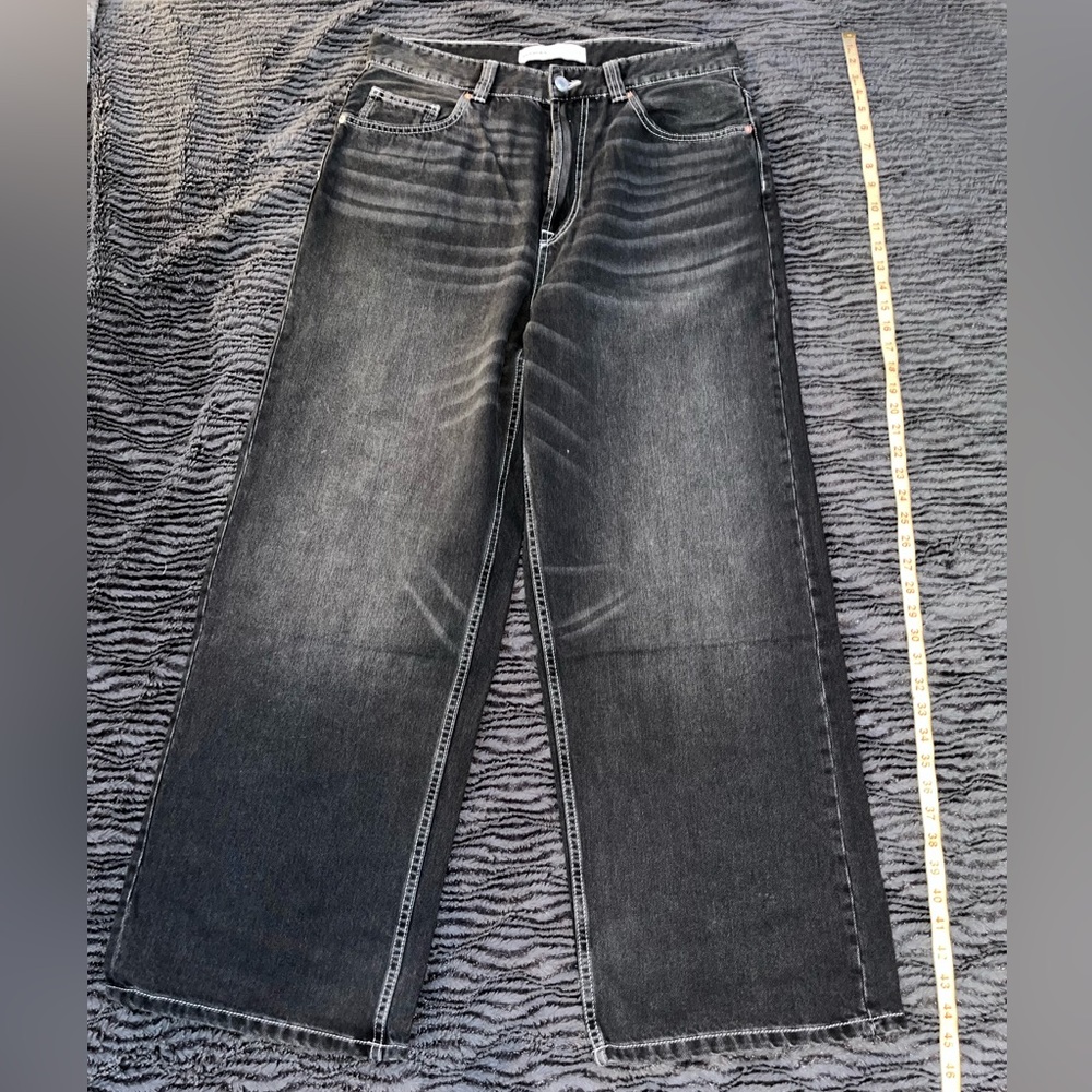 Bershka Black Relaxed Fit Jeans for Men